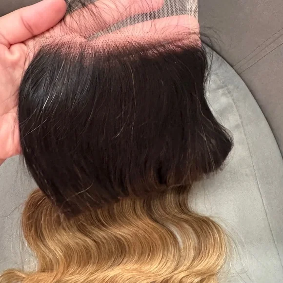 18 INCH HUMAN HAIR CLOSURE OMBRÉ COLOR (NOT A FULL WIG) - Picture 3 of 5